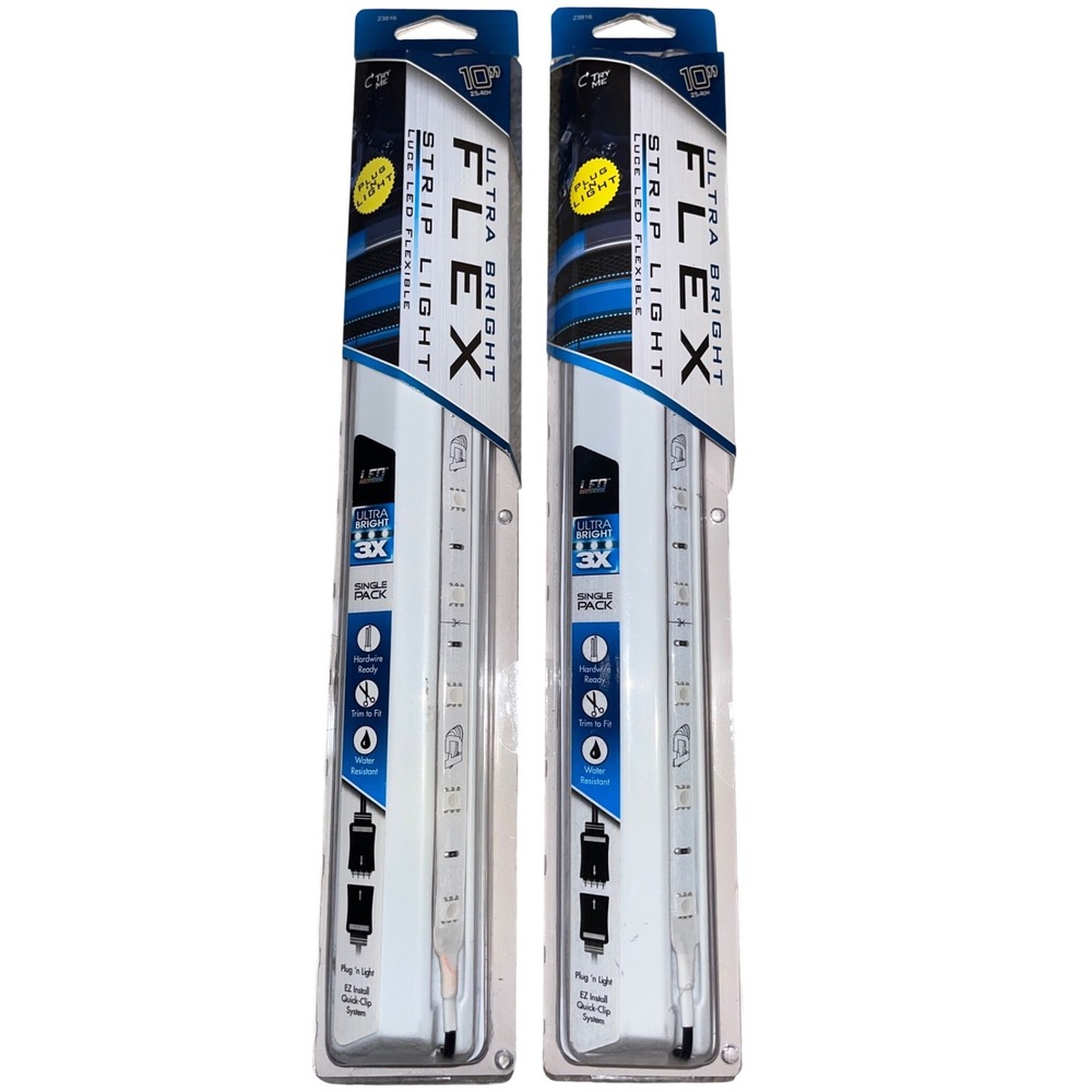 2PK Custom Accessories Ultra Bright Flex LED Strip Light 10 Inch White 23816